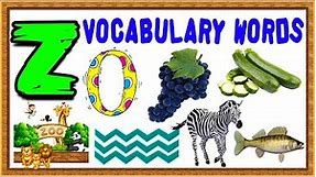 Vocabulary Words For Kids | Words From Letter Z | Words That Start with Z