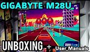 GIGABYTE M28U UNBOXING + User Manuals 4K 28" INNOLUX IPS DISPLAY