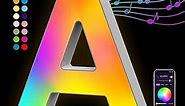 Light Up Letters LED Letter - Bedroom Lighted Letter Colorful Glitter Alphabet Music Sync Color Changing Letters for Boy Girl Gift Birthday Christmas Wedding Bar Wall Night Light(A)