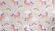 Ambesonne Rainbow Peel & Stick Wallpaper for Home, Dreamy Unicorn Pattern Repetitive Clouds Stars, Self-Adhesive Living Room Kitchen Accent, 13" x 100", Pale Salmon Multicolor