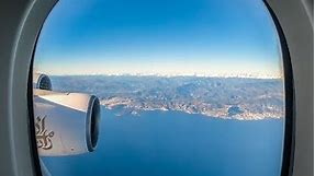 Window Seat Airbus A380 take off from Nice Airport