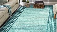 Lahome Modern Abstract 5x7 Teal Bedroom Area Rug,Washable Soft Stain Resistaint Non-Shedding Floor Carpet for Living Dining Room,Minimalist Bordered Hight Traffic Hallways Rugs