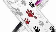 OOZ Crystal Phone Case for iPhone 14 Plus(2022) 6.7", Cute Clear Protective Cover,Dog Paw Print Pattern Soft Shockproof Clear Phone Protective Case Cover for Women Girls