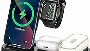 Wireless Charger, 4 in 1 Wireless Charging Station with LED Night Light, Digital Clock, Alarm Clock for AirPods & Watch, Apple iPhone, Samsung Galaxy, and All Qi-Enabled Devices (Black)