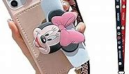 Ayvision for iPhone 14 Pro Max Case,Soft TPU Mickey Minnie Mouse Cute Cartoon Protective Phone Case Cover for iPhone 14 Pro Max 6.7 inch with Rope Minnie Mouse Women Girls Kids Phone Case Pink