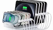 ORICO Multi USB Charging Station, 120W Charging Docking Organizer for Multiple Devices with Cables, 10-Ports Charging Station Compatible with iPad, iPhone, Tablet, Kindle and Cell Phones