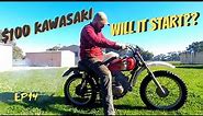 WILL IT START? $100 MOTORCYCLE! Kawasaki KV100 100cc 2 Stroke Enduro Project at Rusted Iron Ranch