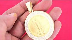 American Eagle - 1oz Gold Coin 24k mounted with 3 Carat Clean Diamond Pendant