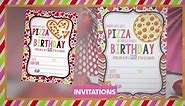Cute Heart-Shaped Pizza Themed Birthday Party Invitations for Kids, 20 5"x7" Fill In Cards with Twenty White Envelopes by AmandaCreation