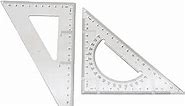 Pack of 2 Transparent Triangle Plastic Ruler Scale Set Square:30/60 Degree & 45/90 Degree Angle Acrylic Architectural Drawing Drafting Tool School Classroom Kids Triangular Rulers