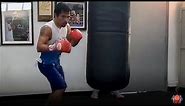 Watch Manny Pacquiao kill the heavy bag with 10 punch combos ahead of Mayweather fight