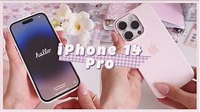 iPhone 14 Pro silver📱 unboxing & first impressions! pink case🌸 camera test, comparison *aesthetic*