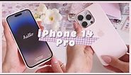 iPhone 14 Pro silver📱 unboxing & first impressions! pink case🌸 camera test, comparison *aesthetic*