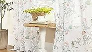 XTMYI White Semi Sheer Curtains 84 Inches Long 2 Panels Set with Pattern Grommet Print Design Light Filtering Patterned Curtains Sheers 84 Inch Length for Living Room Bedroom