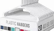 Clothes Hangers Plastic 20 Pack - White Plastic Hangers - Makes The Perfect Coat Hanger and General Space Saving Clothes Hangers for Closet - Percheros Ganchos para Colgar Ropa Hangars