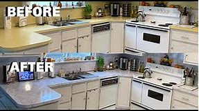 DIY Kitchen Countertop Makeover With Contact Paper