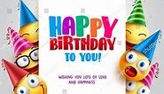 Happy Birthday Vector Design Smileys Wearing Stock Vector (Royalty Free) 636331538 | Shutterstock