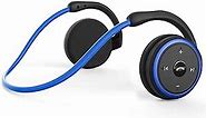 Small Bluetooth Headphones Wrap Around Head - Sports Wireless Headset with Built in Microphone and Crystal-Clear Sound, Foldable and Carried in The Purse, and 12-Hour Battery Life, Blue