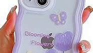 UICEAM Compatible with iPhone 13 Mini Case Clear with Floral Butterfly Design for Women Girls,Aesthetic Cute Wavy Flowers Soft Shockproof Cell Phone Cover for iPhone 13 Mini 5.4 Inch (Tulip/Purple)