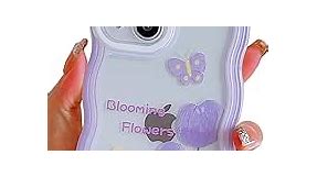 Compatible with iPhone XR Case Clear with Floral Butterfly Design for Women Girls,Aesthetic Cute Wavy Flowers Soft Shockproof Cell Phone Cover for XR 6.1 inch (Tulip/Purple)