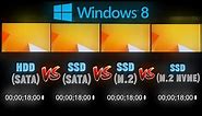 Windows 8.1 HDD vs SSD vs M.2 vs NVMe Boot Time Comparison