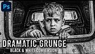Dramatic Black & White Conversion in Photoshop CC | Grunge Effect Tutorial