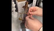 Bronze Blind Lady Justice Statue,11" Themis Goddess of Justice- Law Figure Justice Statue Office Desk Barrister Gift. (Blue)