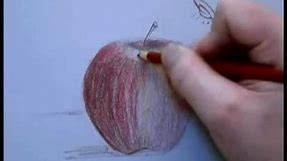 Colored Pencil Drawing of an Apple Part 1