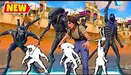 Fortnite Alien Xenomorph and Ellen Ripley Skins doing All Built-In Dances and Emotes (Xeno Menace)!
