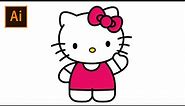 Create Hello Kitty Character in Illustrator | Drawing of Hello Kitty | Adobe Illustrator CC