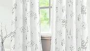 XTMYI 63 Inch Length Sage Green Window Curtains for Bedroom 2 Panels,Room Darkening Watercolor Floral Leaves 80% Blackout Flowered Printed Curtains for Living Room with Grommet,1 Pair Set