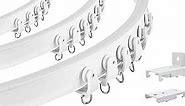 Ceiling Curtain Track Flexible Bendable Ceiling Curtain Track 16 Ft Curved Curtain Track Ceiling Wall Mount Ceiling Track for Curtains with Clips Curtain Rail Track System for RV Room Divider White
