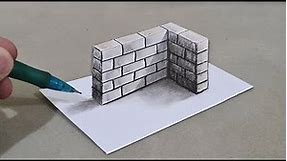 3d drawing wall on paper for beginner step by step