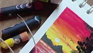 Sunset scenery 🌞 Oil pastels drawings Acrylic painting 🖌️🎨 #facebookreels #satisfying #reels #trending SkeTch4Ever | SkeTch4Ever