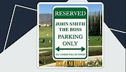 VictoryStore Custom Reserved Parking Aluminum Sign, Size 12 inches x 18 inches, Made in USA, Rust-Free, Fade Resistance (Pink)