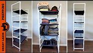 Portable PVC Pipe Shelving Unit - DIY Storage Rack w/ Cloth Shelves