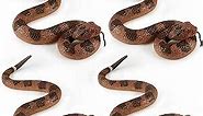 4 Pcs Halloween Fake Snake Toy Soft Rubber Snakes Realistic Snake Keep Birds Away Scary Lifelike Rattlesnake Figure Decor Prank Props Stress Relief Gag Toys, Brown, 13.7 Inch