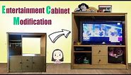 Modifying entertainment cabinet to fit a big screen TV l DIY