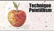 Red Apple with Leaf | Technique Pointillism | Gouache | IOTN - Speed Painting