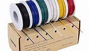 TUOFENG 22 awg Wire Solid Core Hookup Wires-6 Different Colored Jumper Wire 30ft or 9m Each, 22 Gauge Tinned Copper Wire PVC (OD: 1.60mm) Hook up Wire Kit