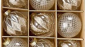 Christmas Ball Transparent Christmas Tree Ornaments New Year Party Christmas Ornaments Set (9PCS, Champagne)