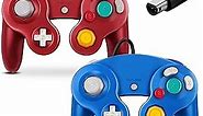 FIOTOK Gamecube Controller, Classic Wired Controller for Wii Nintendo Gamecube (Blue & Red-2Pack)