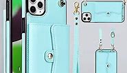 for iPhone 11 Pro Max Case 6.5 Inch, Crossbody Purse Wristlet Shoulder Strap Trendy Protective Cover for iPhone 11 Pro Max (Blue)