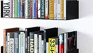 Wallniture Bali Floating Wall Mount Metal U Shape Shelf Book CD DVD Storage Display Bookcase Black Set of 2