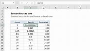 Convert decimal hours to Excel time