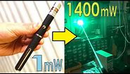 Crazy eBay green laser pointer mod. 1mW to 1400mW++