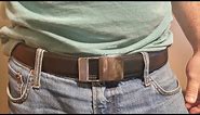 KULIROG Leather Belt For Men with Automatic Buckle Ratchet Belt Adjustable Size Long 52"