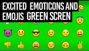 Parte-3 Excited Excited Emoticons and emojis green screen 4K for your videos. Creative commons