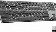 AUSDOM Wireless Bluetooth Keyboard Full Size, Quiet Slim Multi-Device Rechargeable Cordless QWERTY Keyboard with Number Pad, Low Profile Silent Flat Universal Keyboard for Computer/Mac/Windows