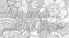 Two words ... one finger (Swear word coloring page) - Swear word Coloring Pages for Adults - Just Color : Coloring Pages for Adults & Kids